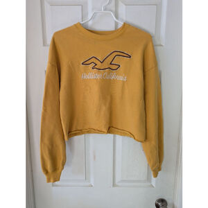 HOLLISTER - Oversize Cropped Graphic Sweatshirt - Yellow - S - Y2K Style